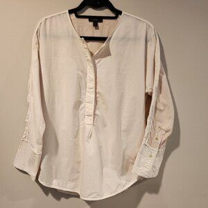 J CREW womens top ivory button down colorblock cotton size Medium